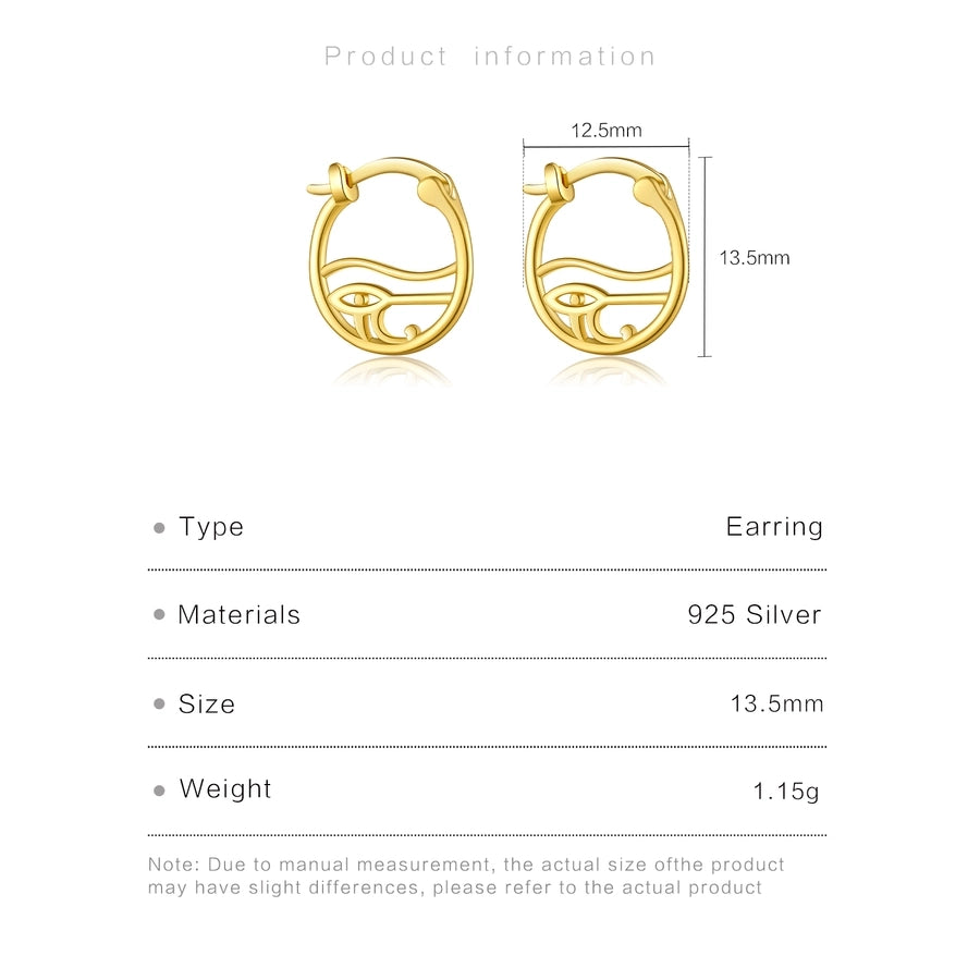 1 Pair 18K Gold Plated White Gold Plated 925 Sterling Silver Zircon 925 Sterling Silver Earrings Geometric Earrings