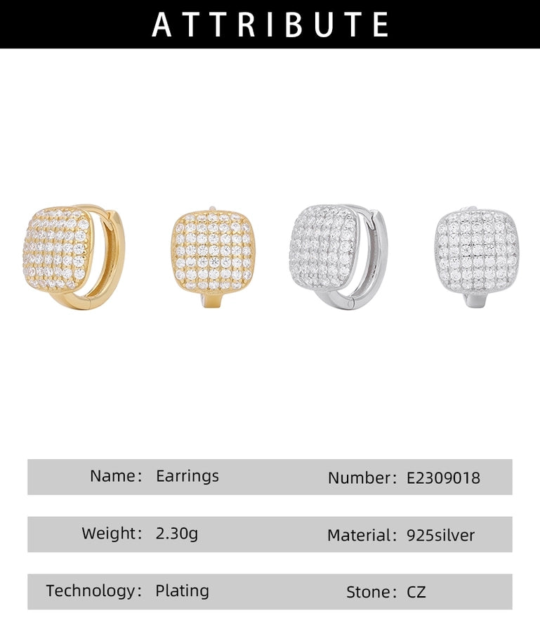 1 Pair 18K Gold Plated White Gold Plated Rhodium Plated 925 Sterling Silver 925 Sterling Silver Diamond 925 Sterling Silver Earrings Geometric Earrings