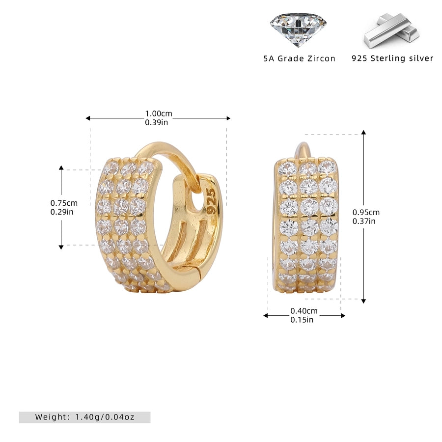 1 Pair 18K Gold Plated White Gold Plated Rhodium Plated 925 Sterling Silver Zircon 925 Sterling Silver Earrings Round Earrings