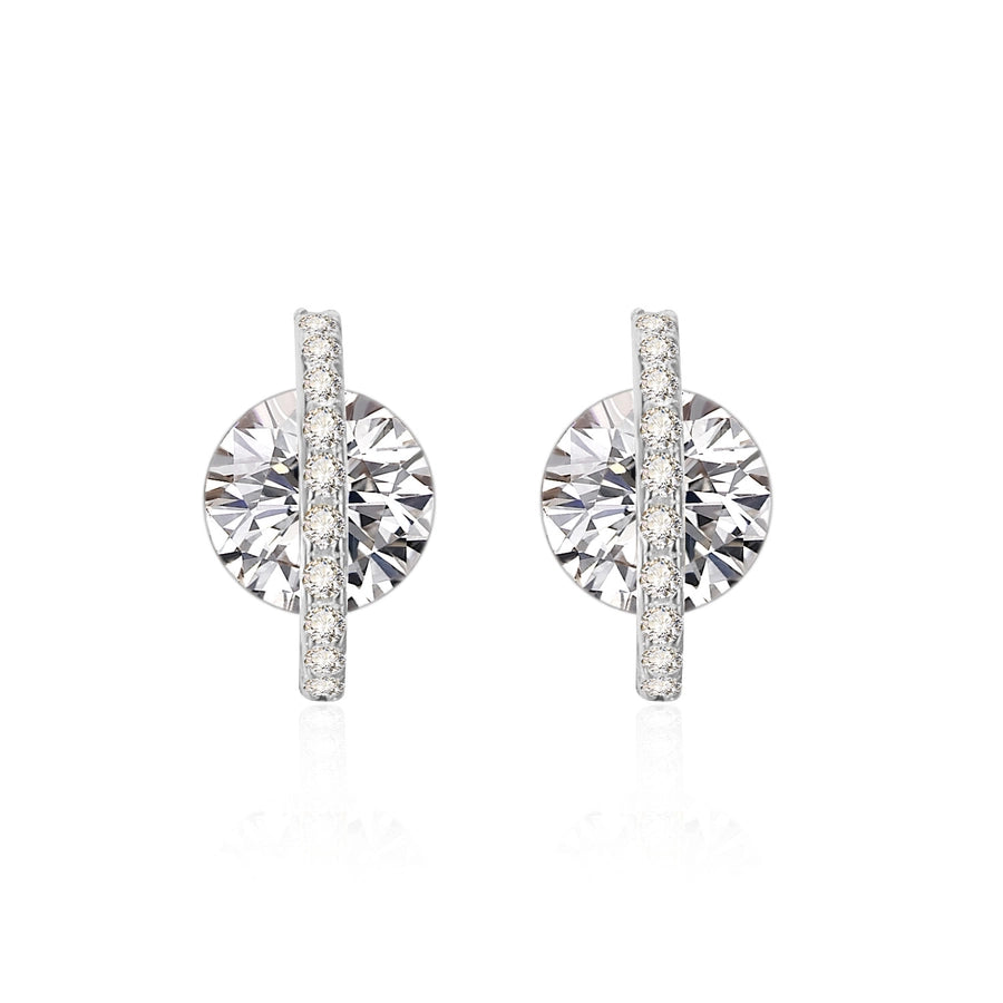 1 Pair 925 Sterling Silver Zircon 925 Sterling Silver Earrings Geometric Ear Studs