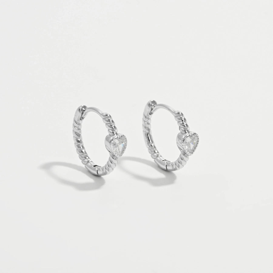 1 Pair White Gold Plated 925 Sterling Silver Zircon 925 Sterling Silver Earrings Round Hoop Earrings