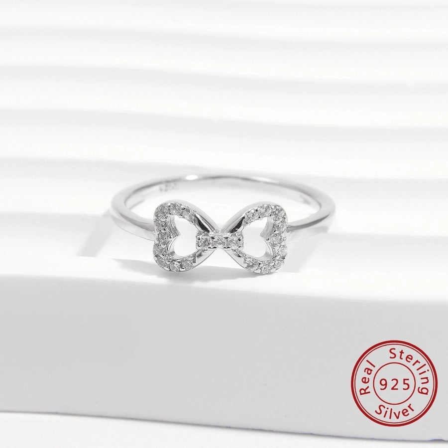 White Gold Plated 925 Sterling Silver Zircon Bow Knot Rings 925 Sterling Silver Rings