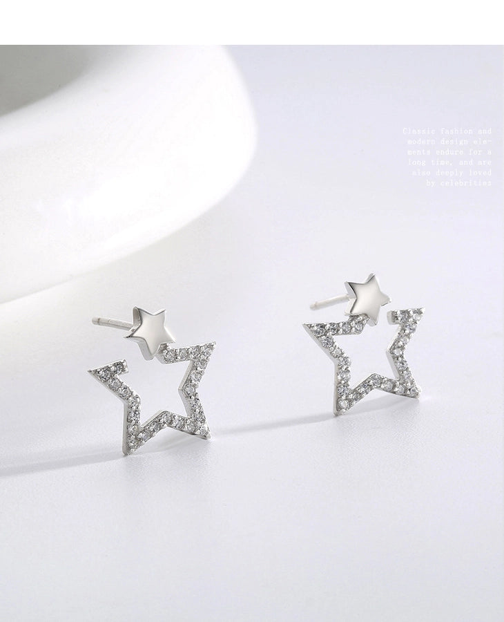 1 Pair 925 Sterling Silver 925 Sterling Silver Earrings Star Ear Studs