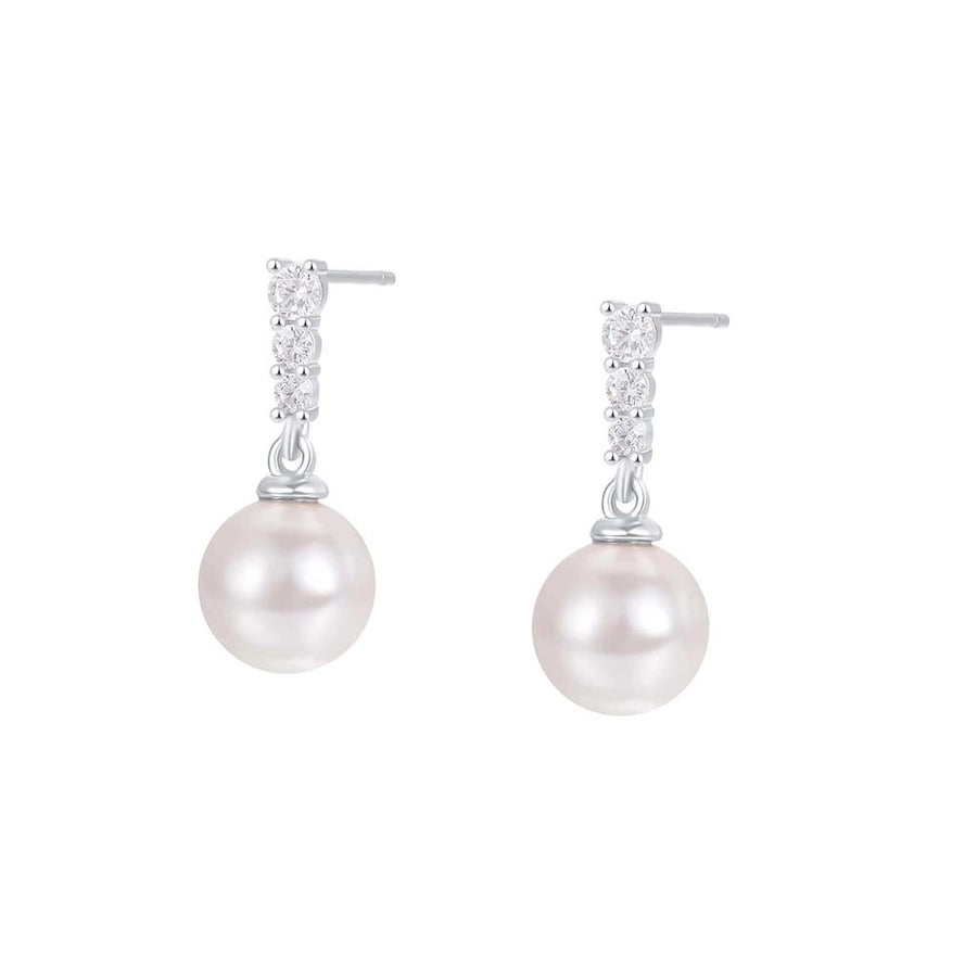 1 Pair 925 Sterling Silver Glass Bead Zircon 925 Sterling Silver Earrings Pearl Drop Earrings