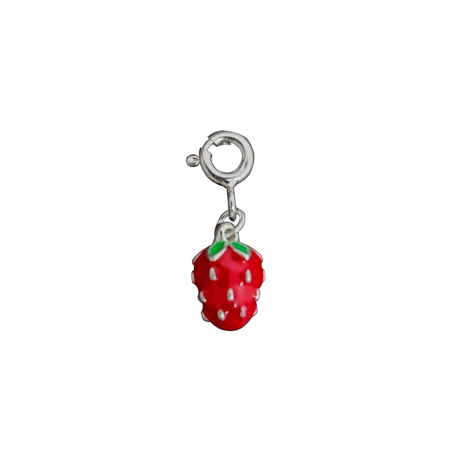 925 Sterling Silver ball chain Enamel Fruit Strawberry Pendant Necklace