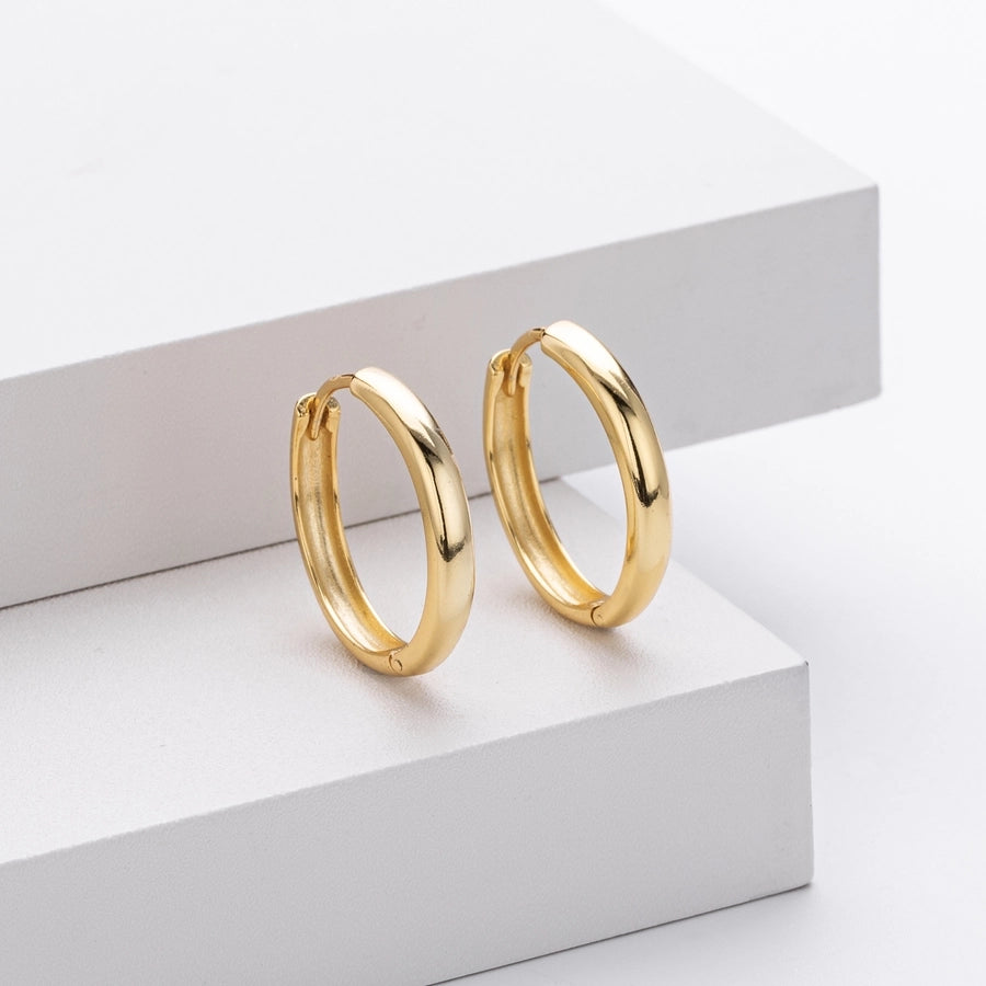 1 Pair 18K Gold Plated White Gold Plated Rhodium Plated 925 Sterling Silver 925 Sterling Silver 925 Sterling Silver Earrings Circle Earrings