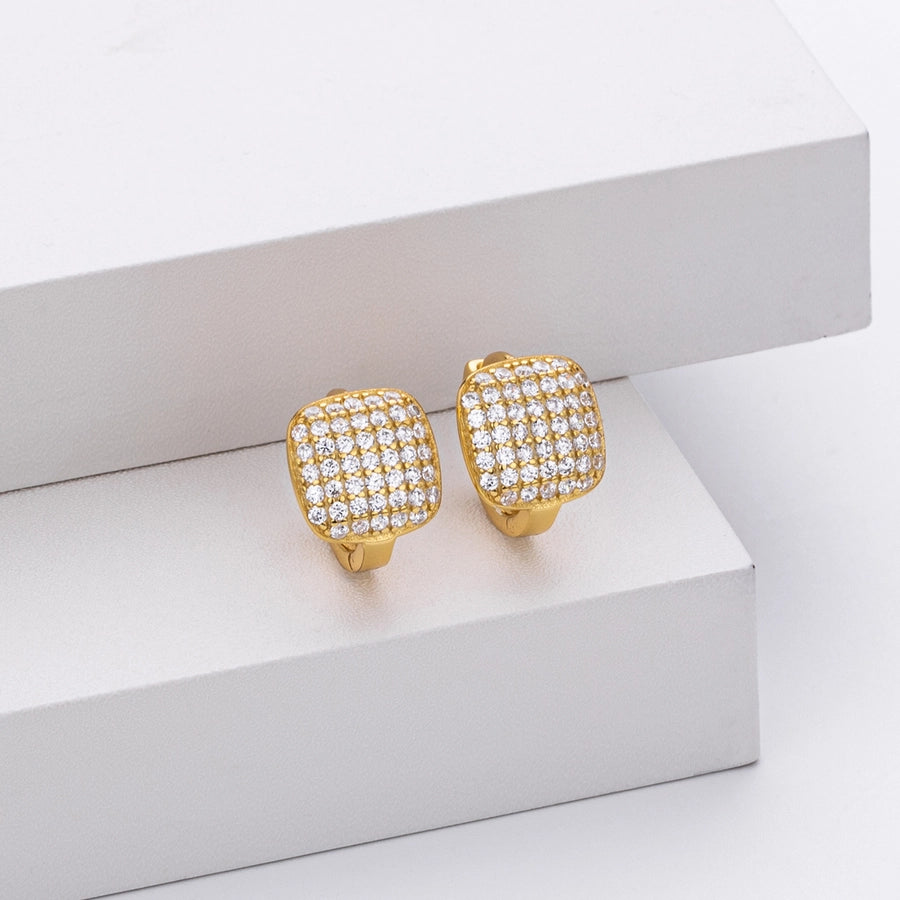 1 Pair 18K Gold Plated White Gold Plated Rhodium Plated 925 Sterling Silver 925 Sterling Silver Diamond 925 Sterling Silver Earrings Geometric Earrings