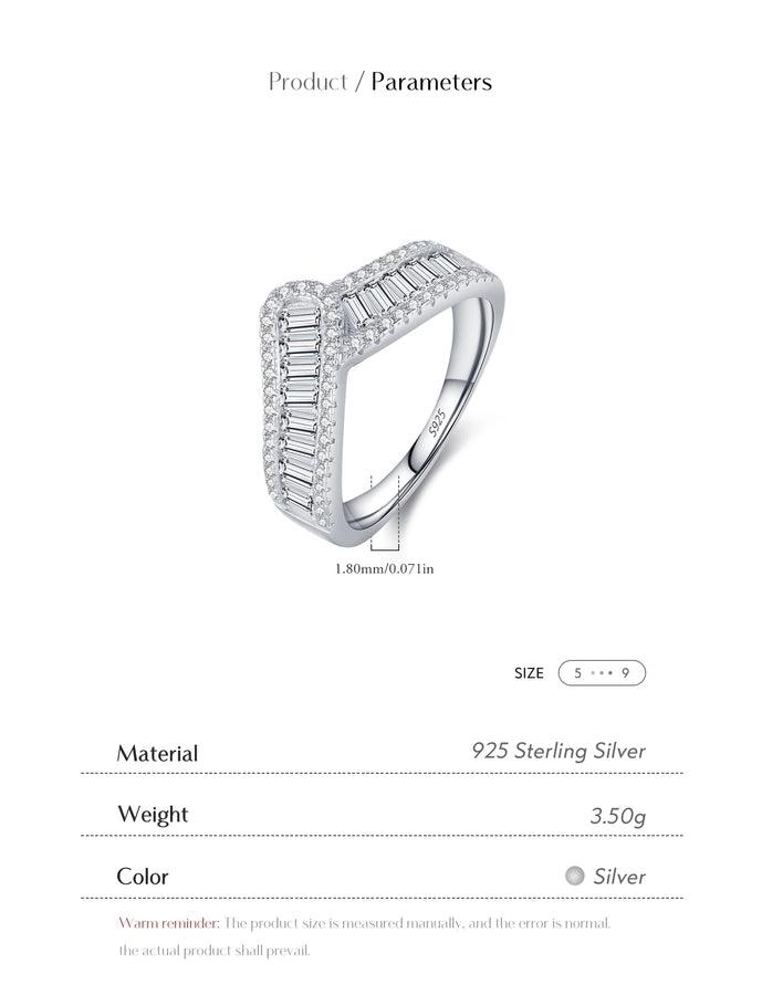 Rhodium Plated 925 Sterling Silver Zircon Geometric Rings 925 Sterling Silver Rings