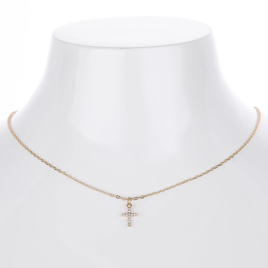 925 Sterling Silver 925 Sterling Silver Rack Plated Plated Long-Lasting Plated Zircon cable chain Inlay Cross Pendant Necklace