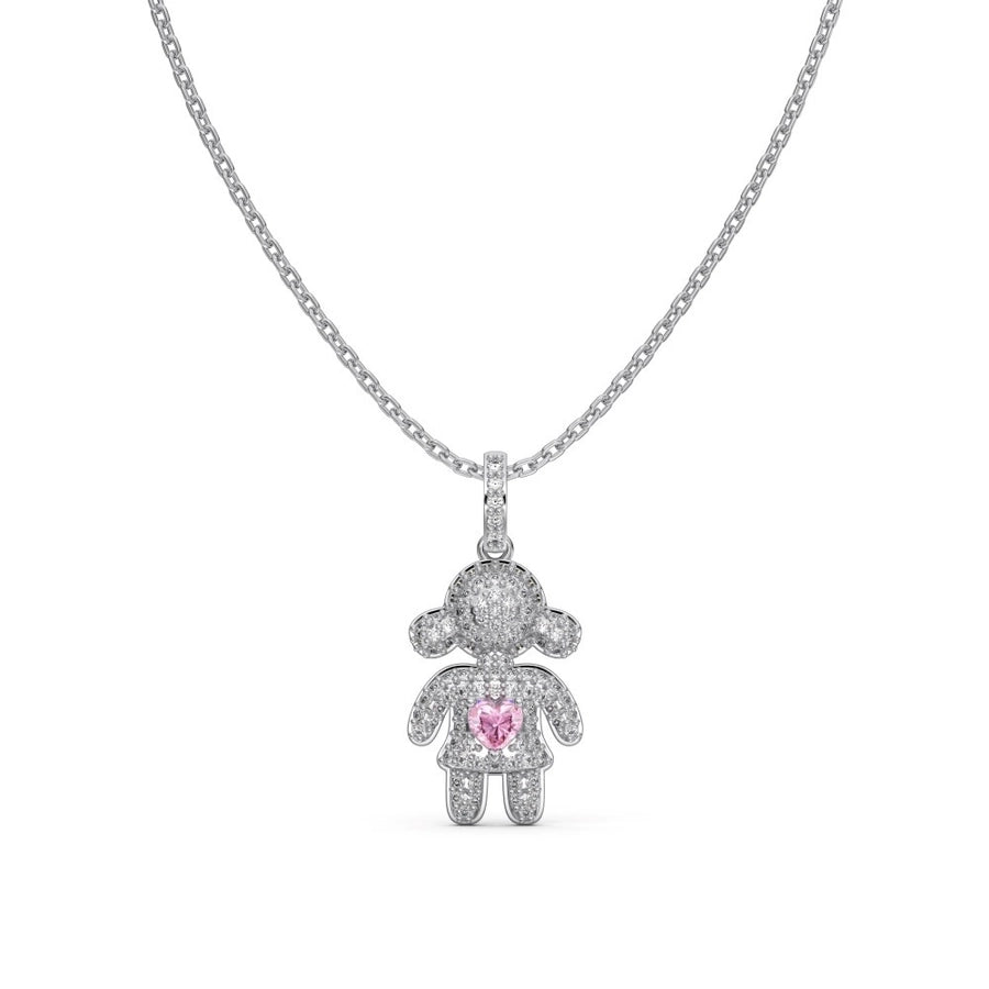 925 Sterling Silver Zircon cable chain Plating Cartoon Character Pendant Necklace