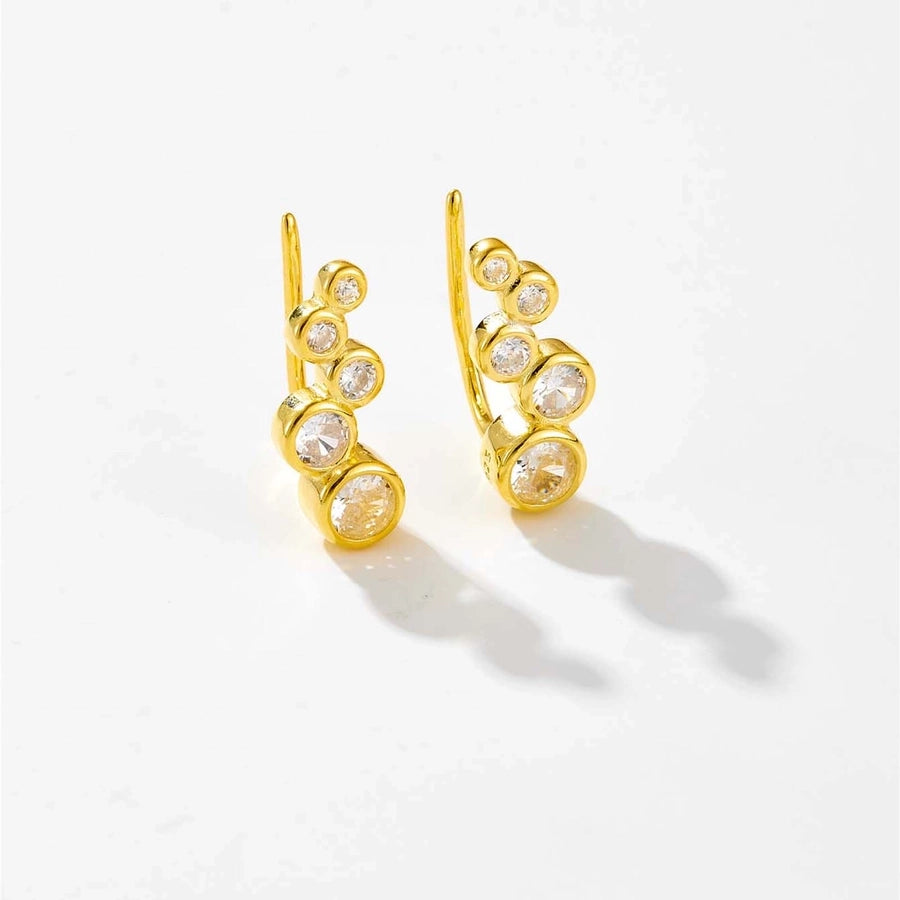 1 Pair 18K Gold Plated White Gold Plated 925 Sterling Silver Zircon 925 Sterling Silver Earrings Geometric Ear Studs