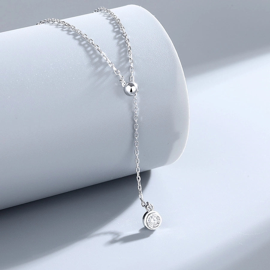 925 Sterling Silver Zircon cable chain Plating Geometric Necklace