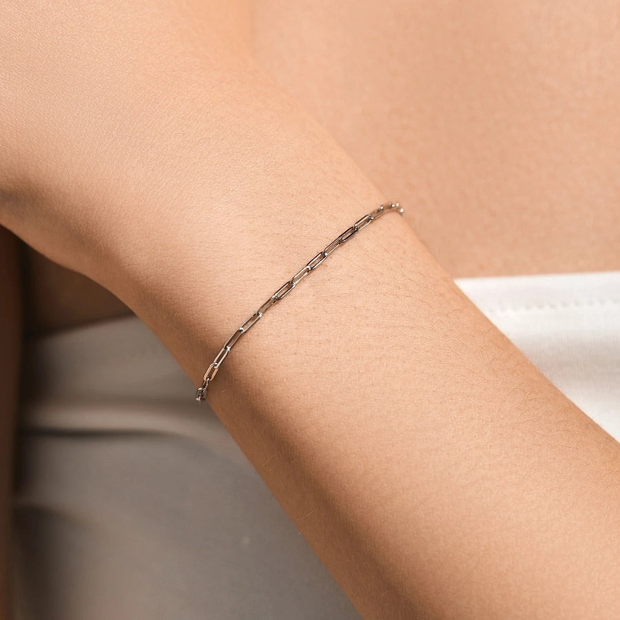 925 Sterling Silver cable chain Bracelets Simple Style