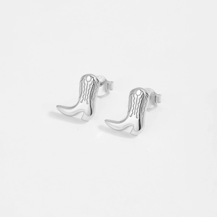 1 Pair 18K Gold Plated White Gold Plated 925 Sterling Silver 925 Sterling Silver Earrings Boots Ear Studs