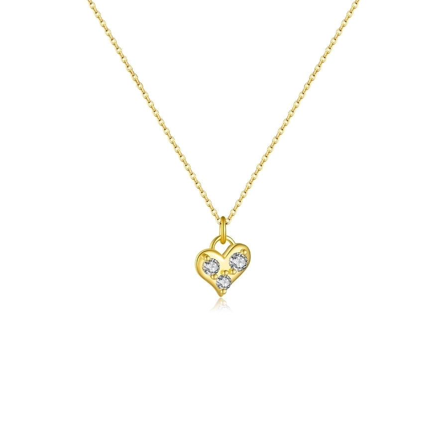 925 Sterling Silver Zircon cable chain Heart Shape Pendant Necklace