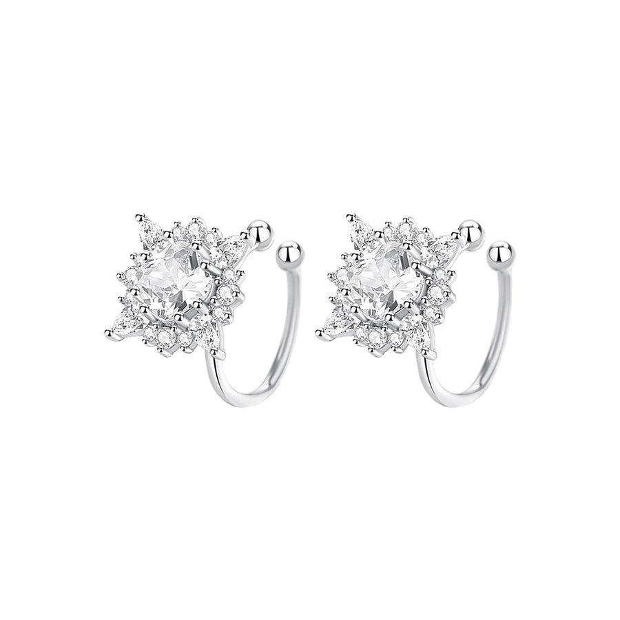 1 Pair 925 Sterling Silver Zircon 925 Sterling Silver Earrings Star Ear Cuffs