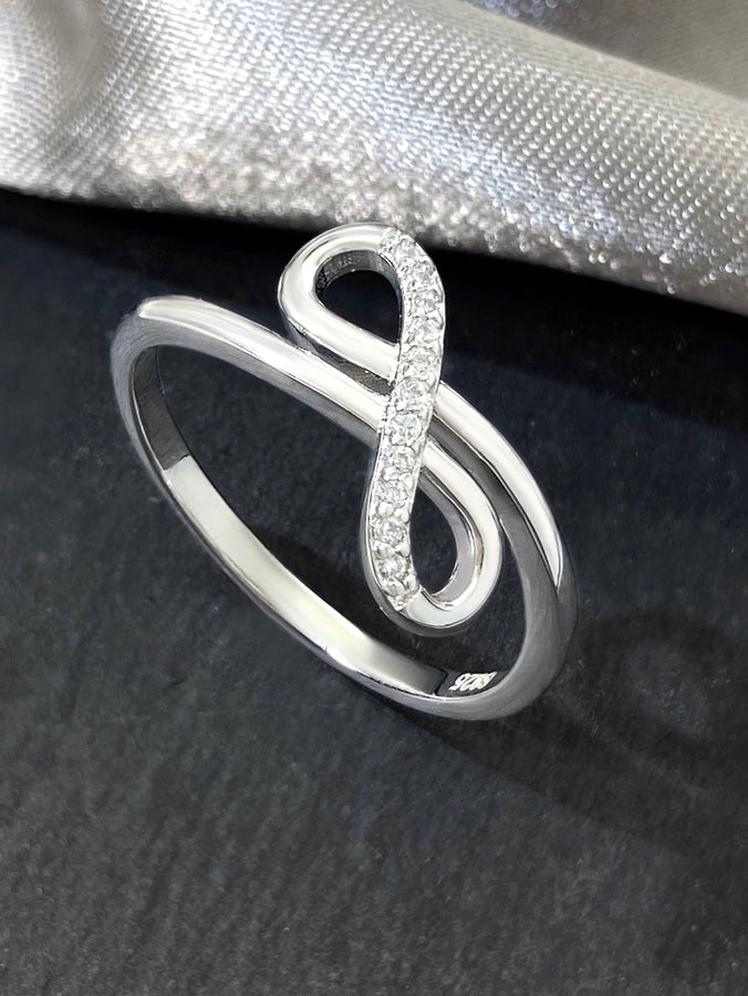 18K Gold Plated White Gold Plated 925 Sterling Silver Zircon Infinity Rings 925 Sterling Silver Rings