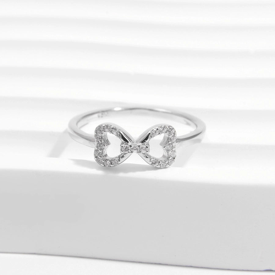 White Gold Plated 925 Sterling Silver Zircon Bow Knot Rings 925 Sterling Silver Rings