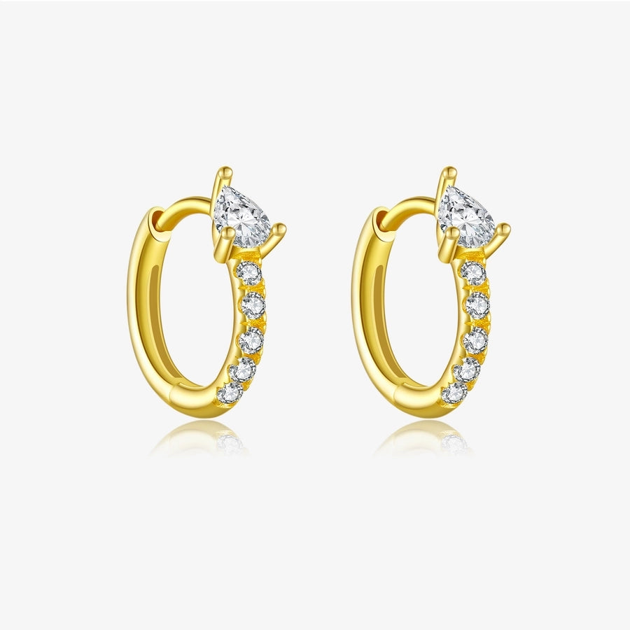 1 Pair 18K Gold Plated White Gold Plated 925 Sterling Silver Zircon 925 Sterling Silver Earrings Geometric Hoop Earrings