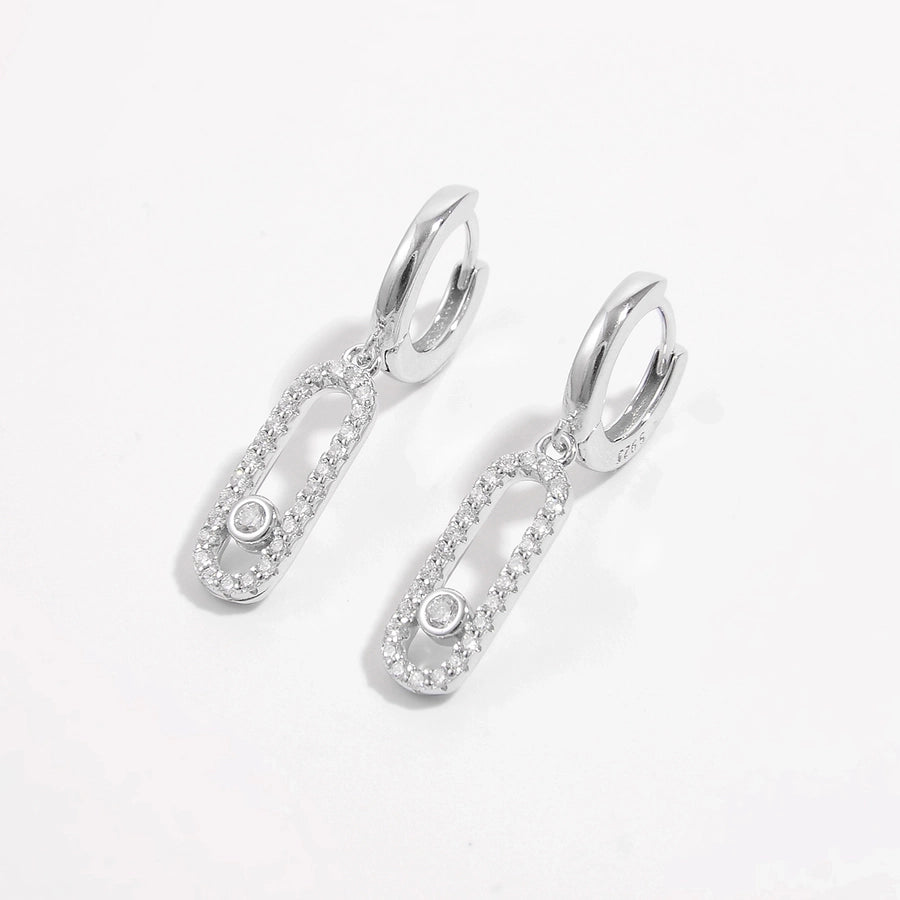 1 Pair White Gold Plated 925 Sterling Silver Zircon 925 Sterling Silver Earrings Geometric Drop Earrings