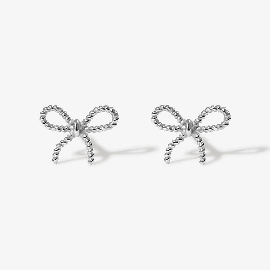 1 Pair 925 Sterling Silver 925 Sterling Silver Earrings Bow Knot Ear Studs