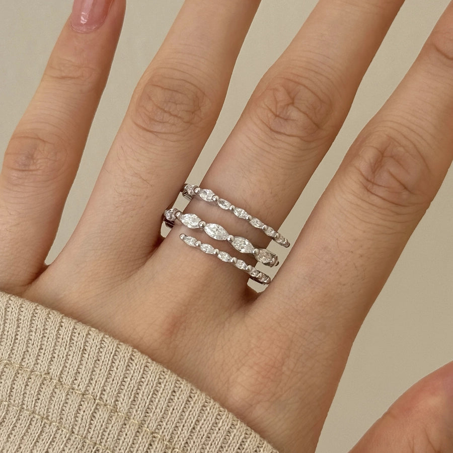 925 Sterling Silver Zircon Geometric Rings 925 Sterling Silver Rings