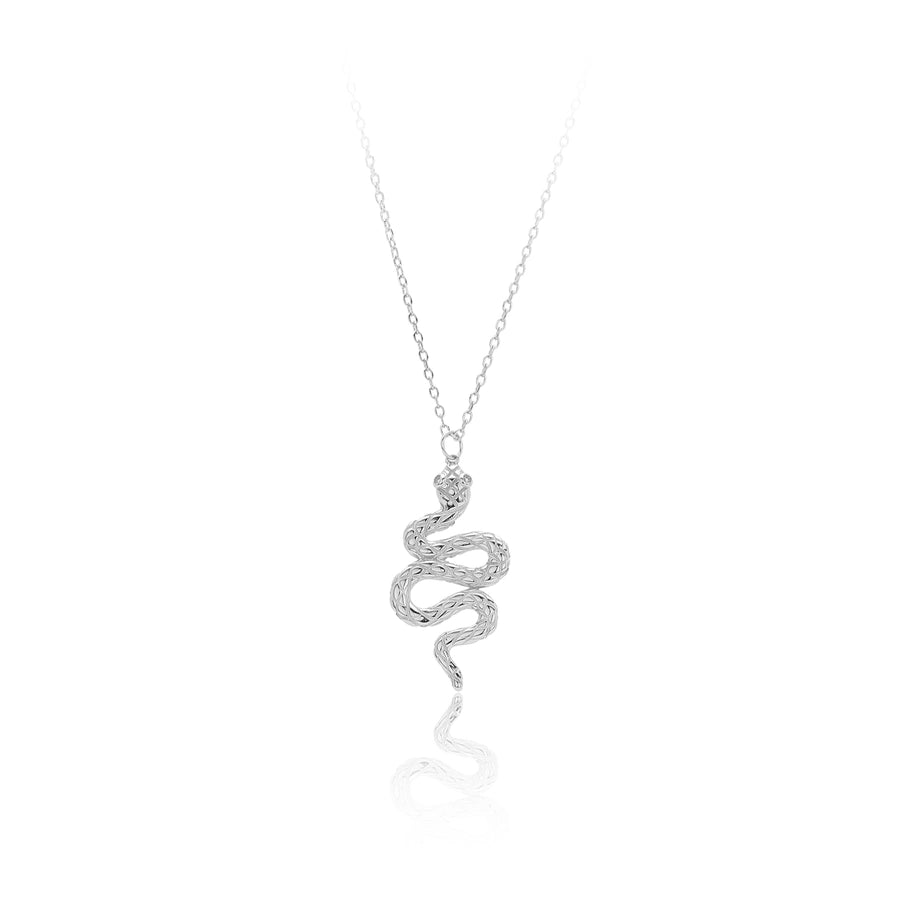 925 Sterling Silver Zircon cable chain Inlay Snake Pendant Necklace