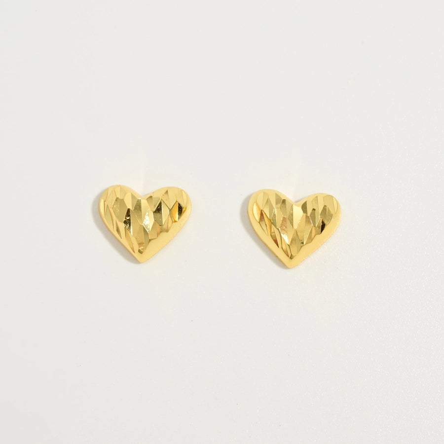 1 Pair 14K Gold Plated 925 Sterling Silver 925 Sterling Silver Earrings Heart Shape Ear Studs