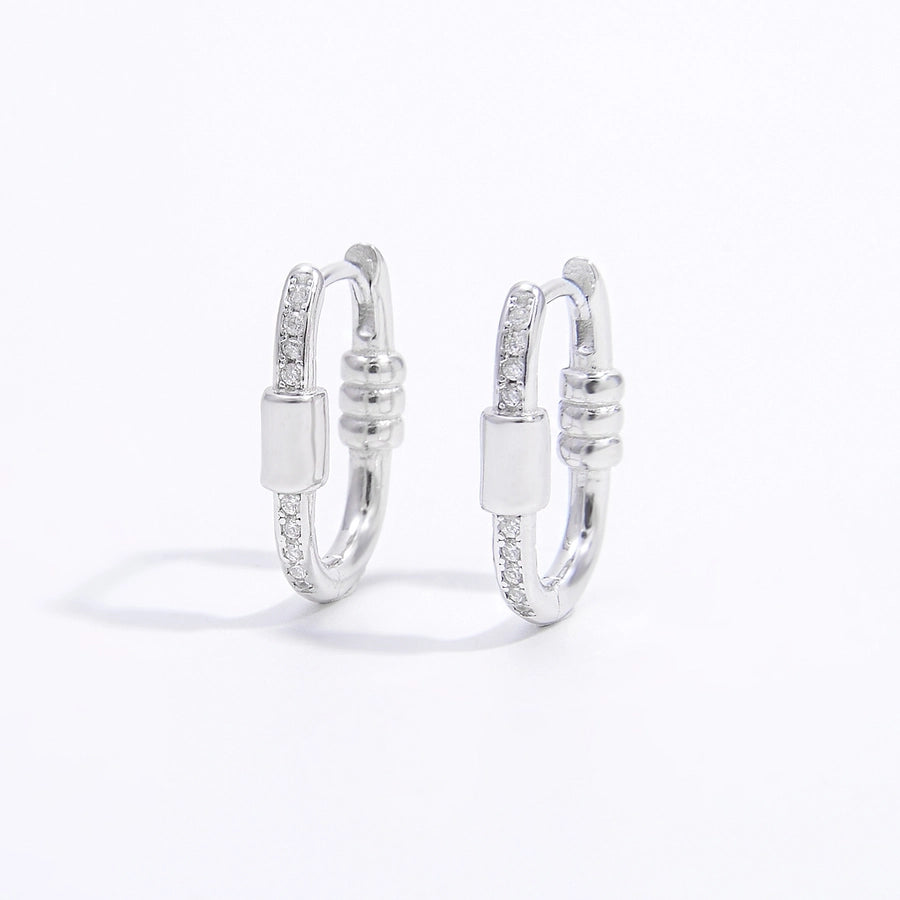 1 Pair White Gold Plated 925 Sterling Silver Zircon 925 Sterling Silver Earrings Semicircle Round Water Droplets Earrings