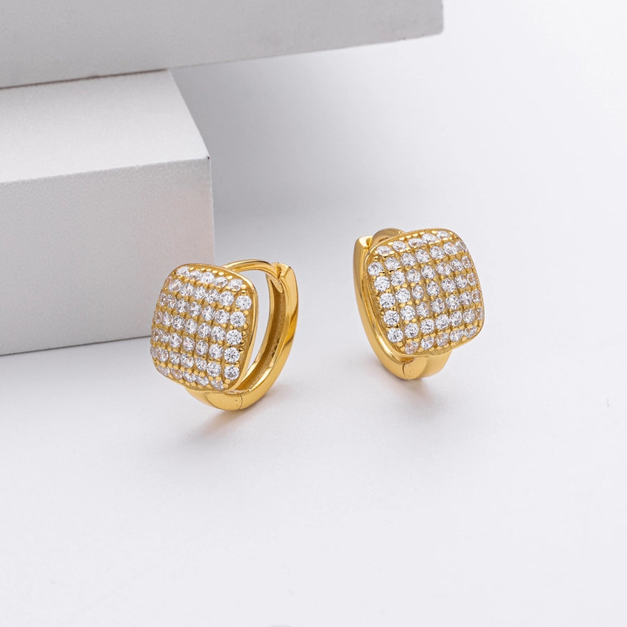 1 Pair 18K Gold Plated White Gold Plated Rhodium Plated 925 Sterling Silver 925 Sterling Silver Diamond 925 Sterling Silver Earrings Geometric Earrings