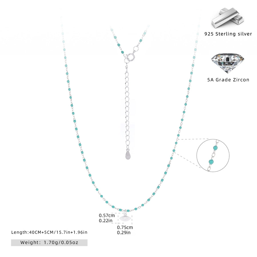 925 Sterling Silver 925 Sterling Silver Rack Plated Plated Long-Lasting Plated Zircon  Inlay Eye Pendant Necklace