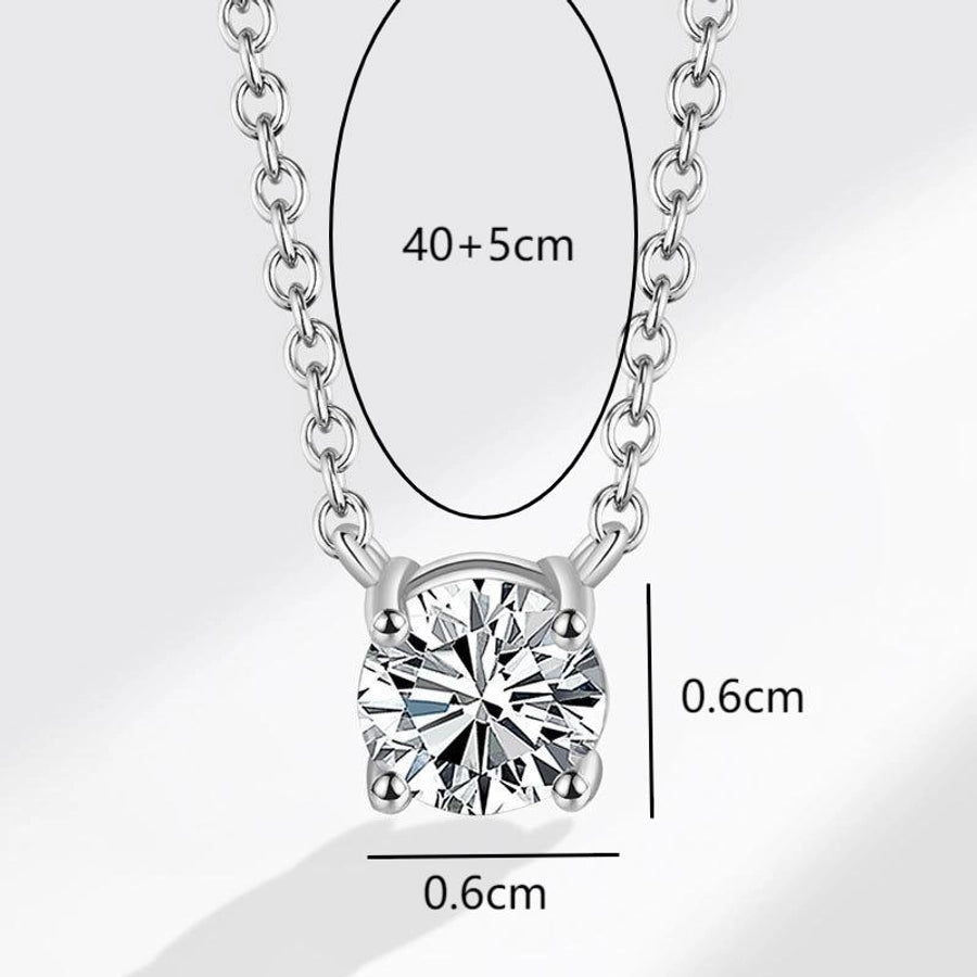 925 Sterling Silver Rhinestones O-shaped chain Round Pendant Necklace