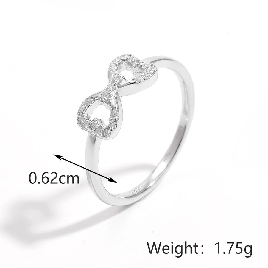 White Gold Plated 925 Sterling Silver Zircon Bow Knot Rings 925 Sterling Silver Rings