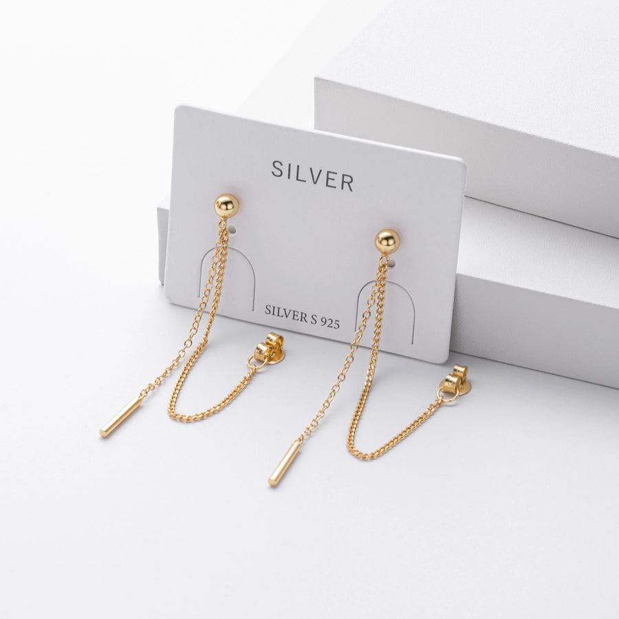 1 Pair 18K Gold Plated White Gold Plated Rhodium Plated 925 Sterling Silver 925 Sterling Silver Earrings Tassel Drop Earrings