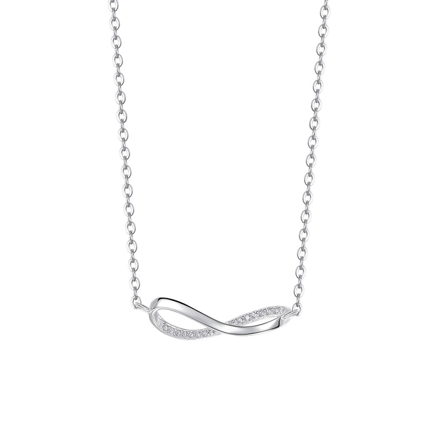 925 Sterling Silver Zircon cable chain Infinity Pendant Necklace