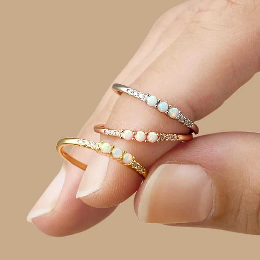 925 Sterling Silver Opal Round Rings 925 Sterling Silver Rings