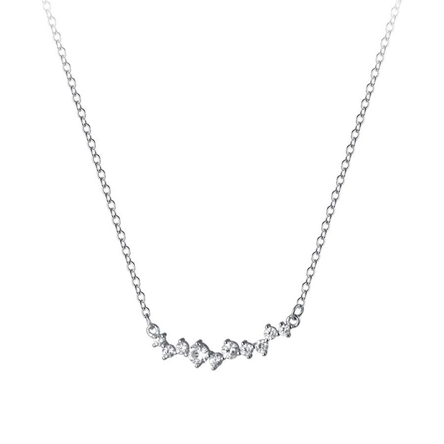 925 Sterling Silver Zircon cable chain Geometric Necklace