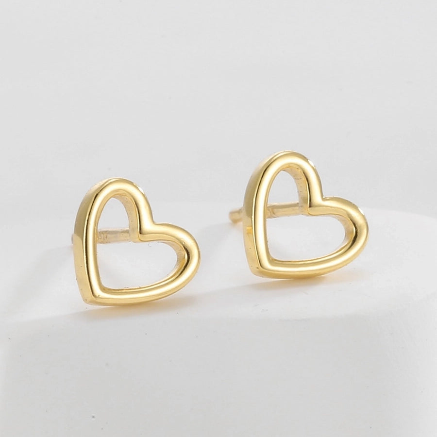 1 Pair 925 Sterling Silver 925 Sterling Silver Earrings Heart Shape Ear Studs