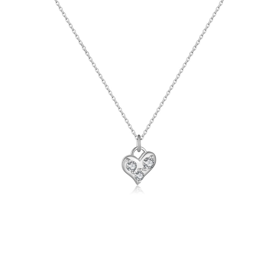 925 Sterling Silver Zircon cable chain Heart Shape Pendant Necklace