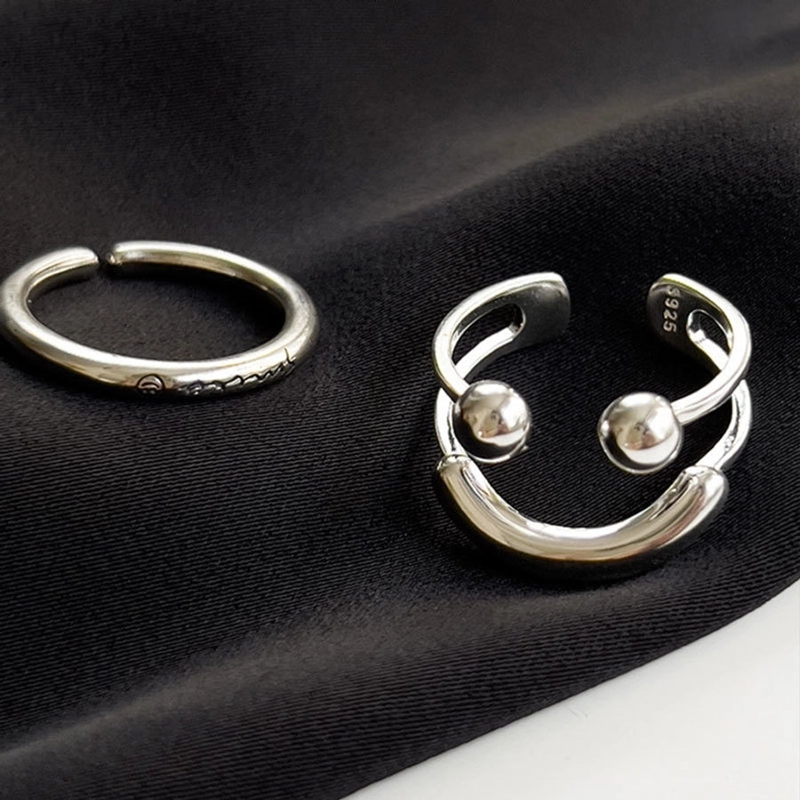 925 Sterling Silver Smile Face Open Rings 925 Sterling Silver Rings