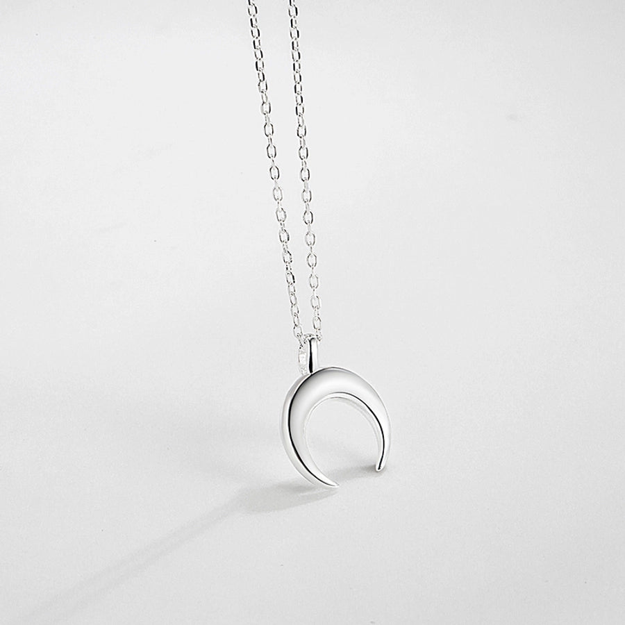 925 Sterling Silver cable chain Moon Pendant Necklace