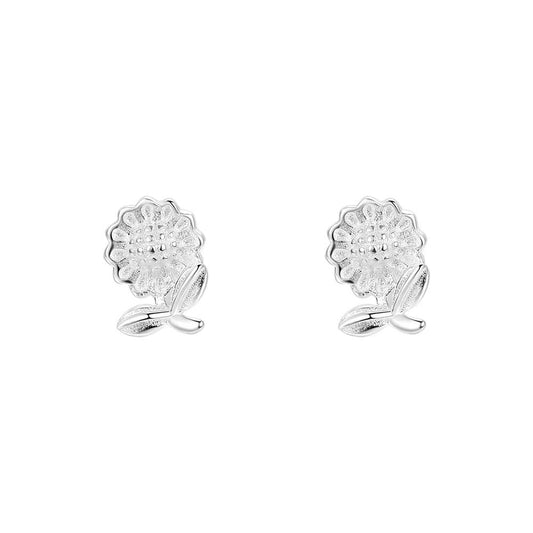 1 Pair 925 Sterling Silver 925 Sterling Silver Earrings Sunflower Ear Studs