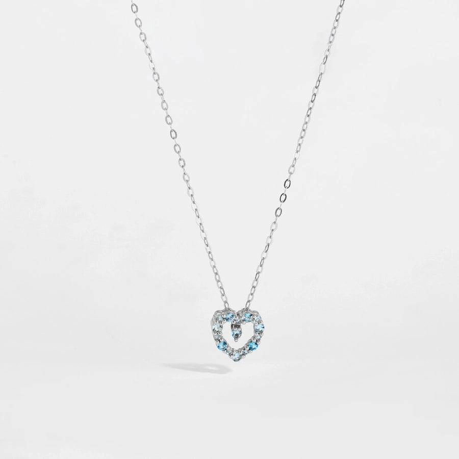 925 Sterling Silver Zircon cable chain Heart Shape Pendant Necklace