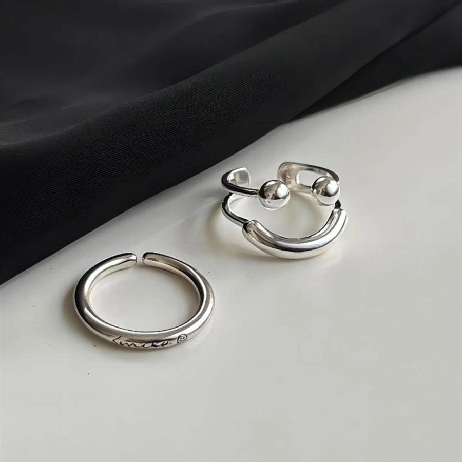 925 Sterling Silver Smile Face Open Rings 925 Sterling Silver Rings