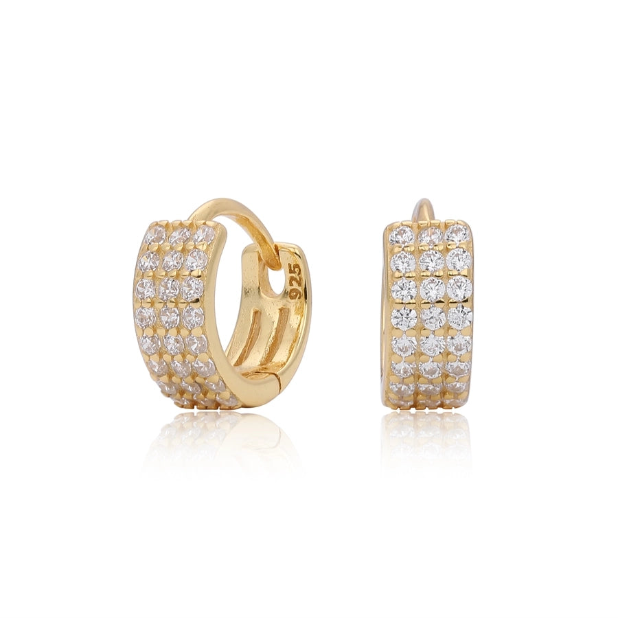 1 Pair 18K Gold Plated White Gold Plated Rhodium Plated 925 Sterling Silver Zircon 925 Sterling Silver Earrings Round Earrings