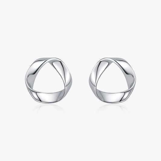 1 Pair Rhodium Plated 925 Sterling Silver 925 Sterling Silver Earrings Geometric Ear Studs