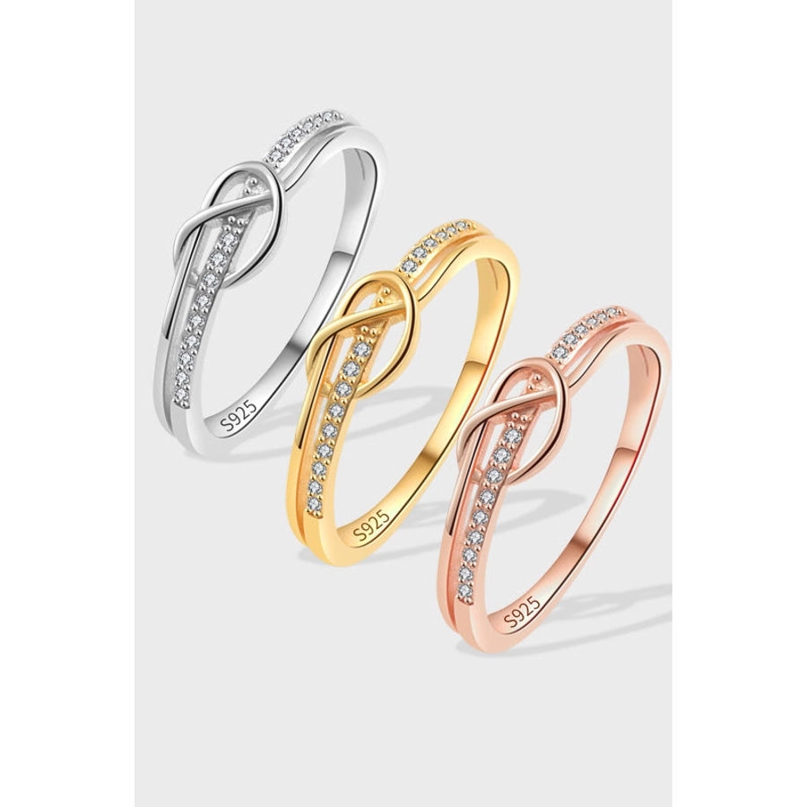 18K Gold Plated 925 Sterling Silver Zircon Knot Rings 925 Sterling Silver Rings