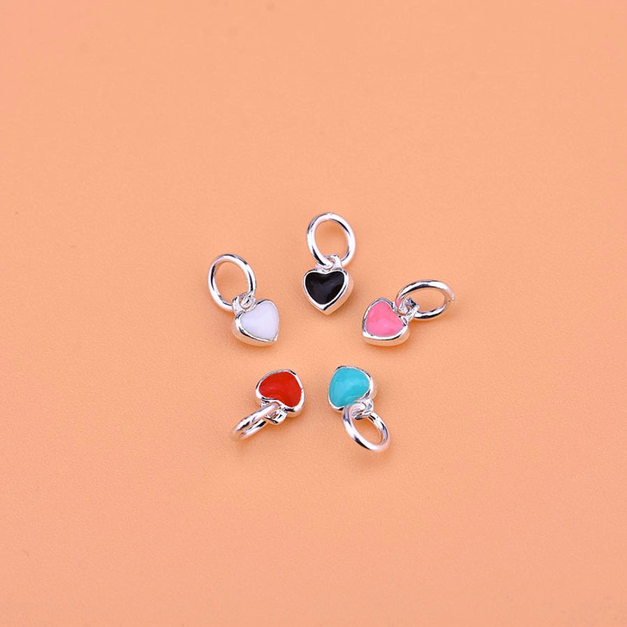 S925 Epoxy Color Heart-Shaped Pendant Red and Black White Pink Blue Pendants DIY Accessories Material