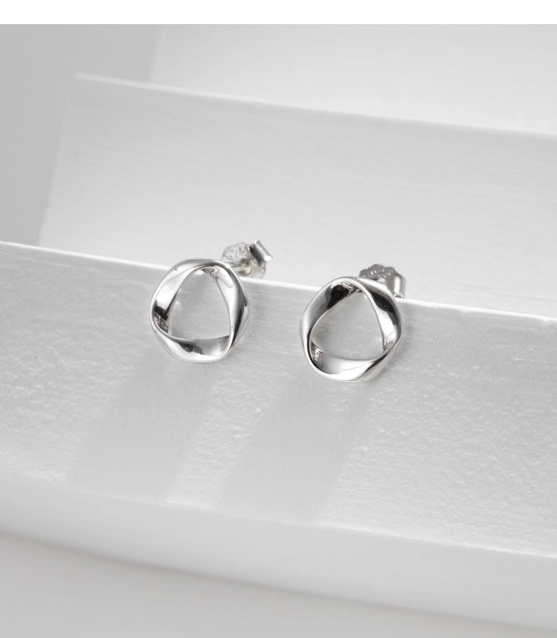 1 Pair Rhodium Plated 925 Sterling Silver 925 Sterling Silver Earrings Geometric Ear Studs