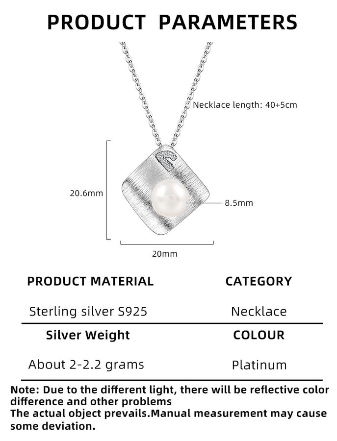 925 Sterling Silver Long-Lasting Plated Pearl Zircon cable chain Plating Inlay Geometric Pendant Necklace